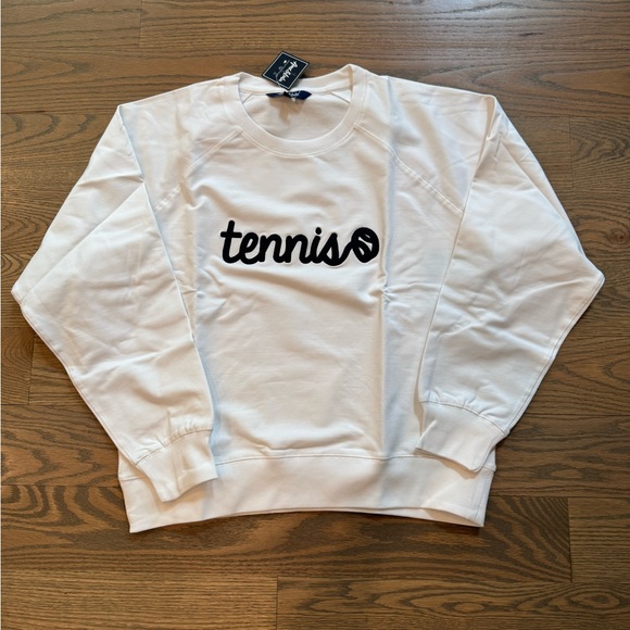 White Crew Neck Sweatshirt with Ribbed Cuffs - Picture 1 of 1